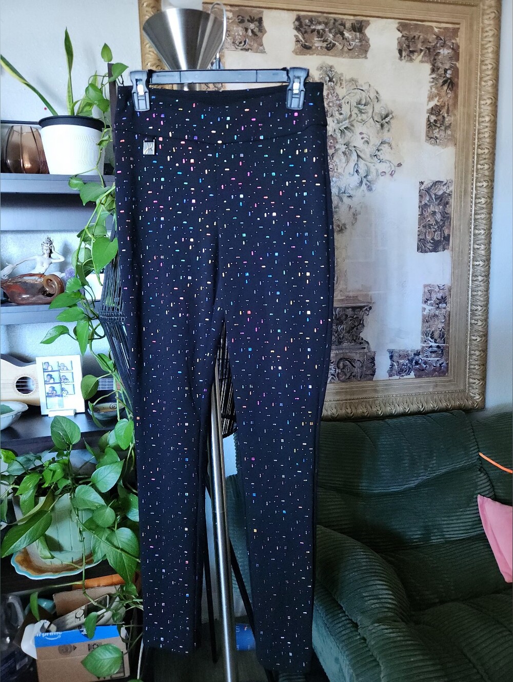Joseph Ribkoff Multi-Color Embellished Black Pants Style 203392